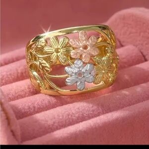 Gold plated Floral Women's Ring in Gold, Silver, and Rose Gold